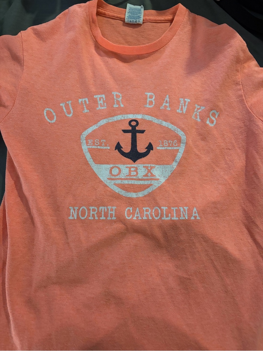 Outer Banks OBX Anchor Graphic T-Shirt - Coral